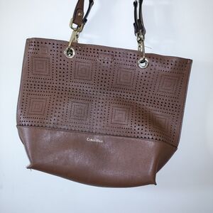 Calvin Klein Geometric Brown Tote